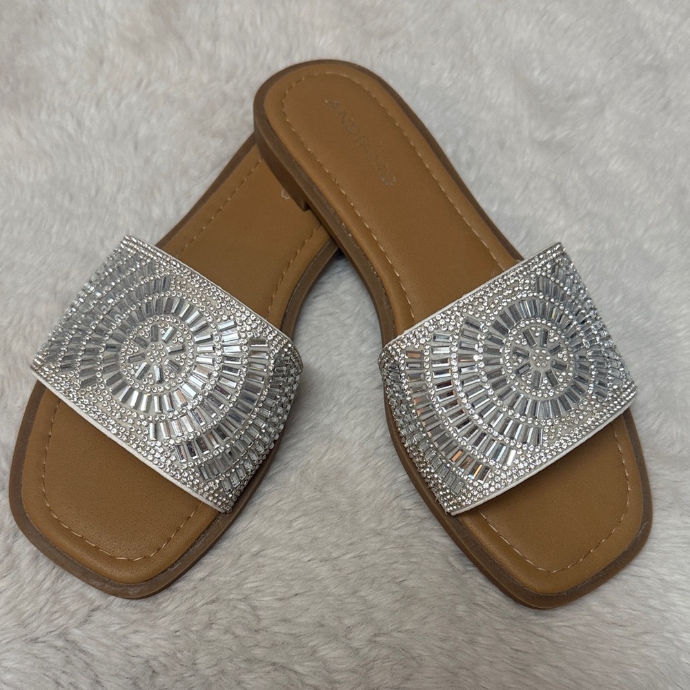 Andiamo Glamorous Silver Embellished Sandals